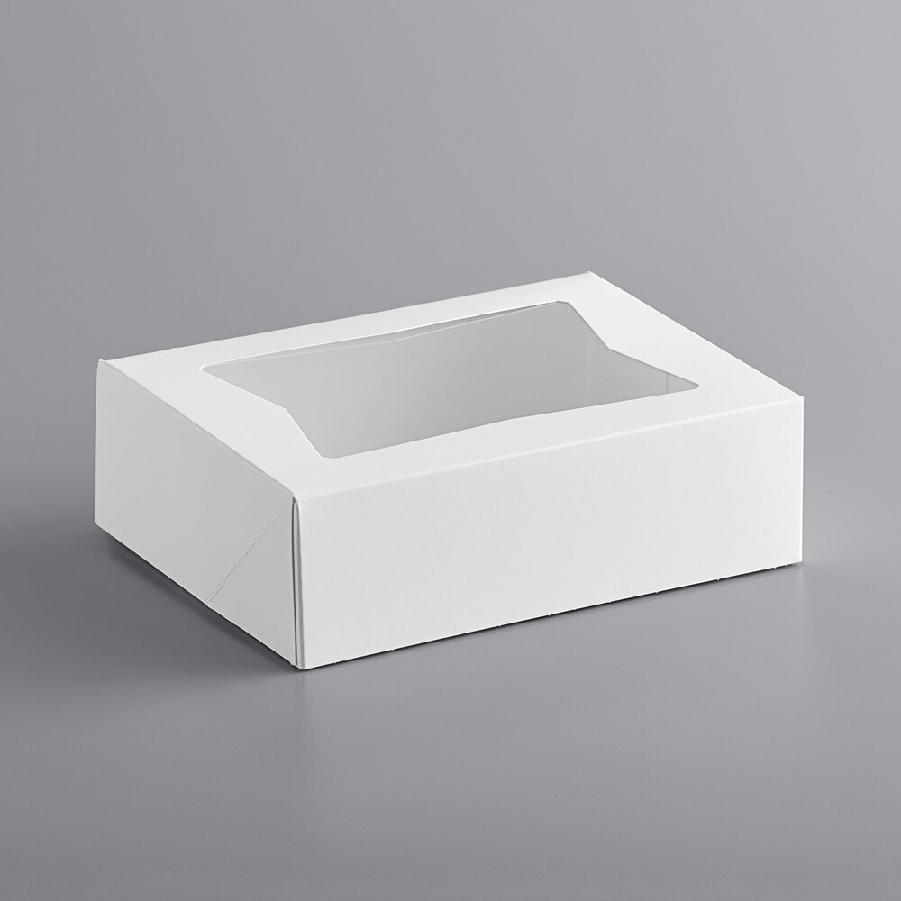 Southern Champion Tray 24003 Paperboard White Window Bakery Box 8 Length x 5-3/4 Width x 2-1/2 Height Case of 200 