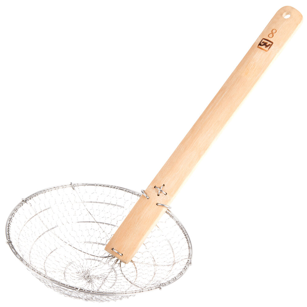 Thunder Group 8" Round BambooHandled Coarse Skimmer