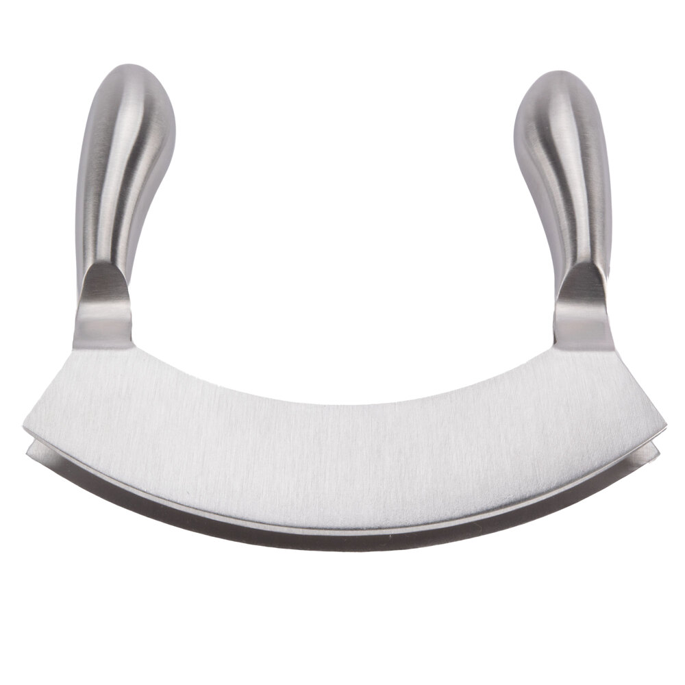 7" Double Blade Mezzaluna Knife with Double Stainless Steel Handles