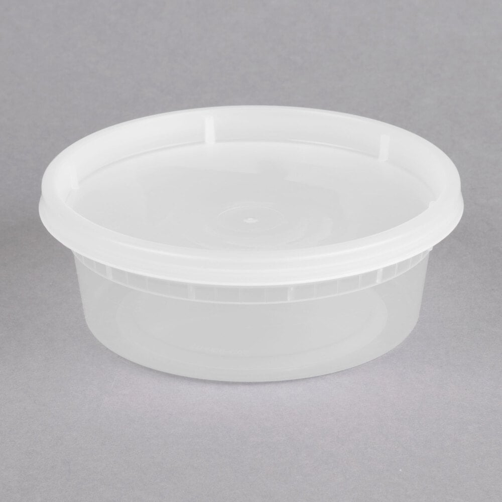 8 oz. Round Deli Food/Soup Storage Containers w/Lid Microwavable Plastic 96  Sets
