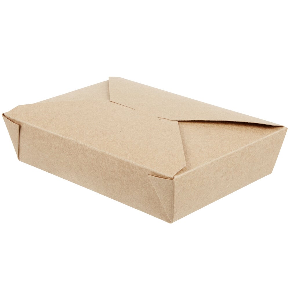 #3 Kraft Paper Folding Food Takeout Containers – 7-3/4in x 5-1/2in x  2-1/2in – 66oz – 200 per case