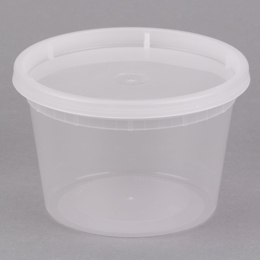 ChoiceHD 16 oz. Microwavable Translucent Plastic Deli Container and Lid
