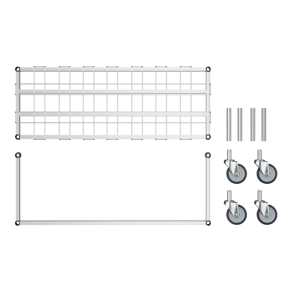 A Regency chrome metal dunnage rack with wheels and a mat on a white background.
