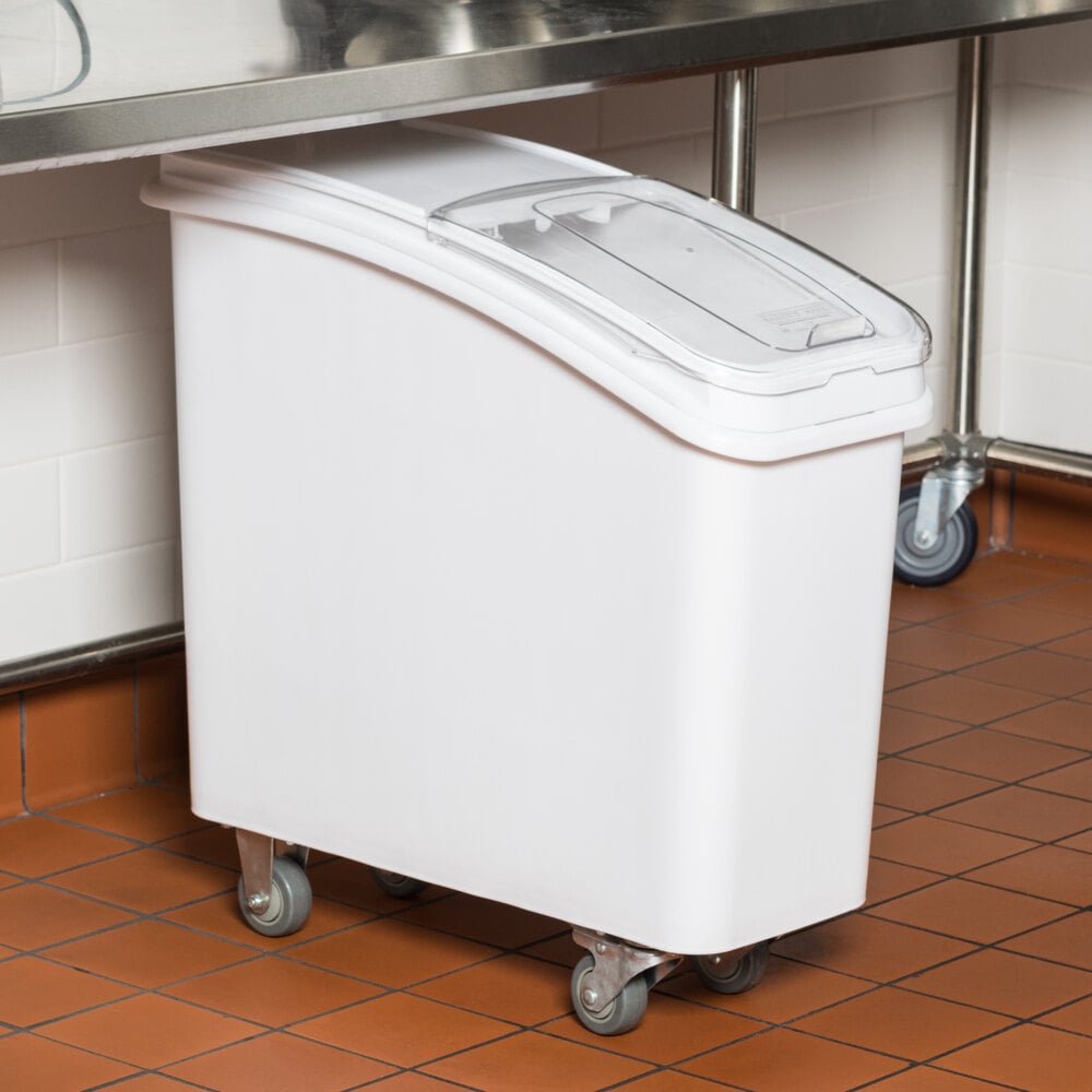 21 Gallon Commercial White Ingredient Bin with Casters 