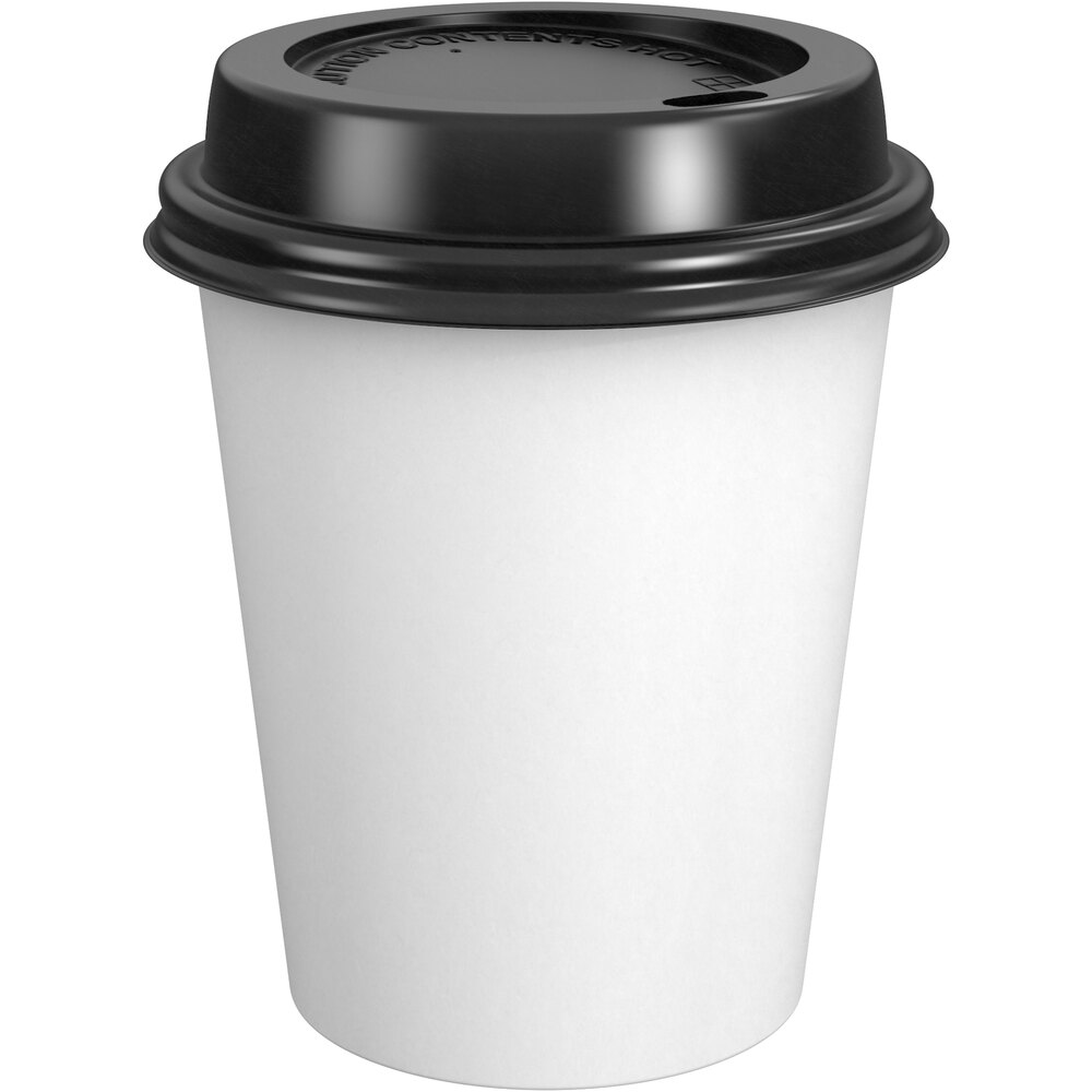 Choice 10 oz. White Poly Paper Hot Cup and Lid - 100/Case