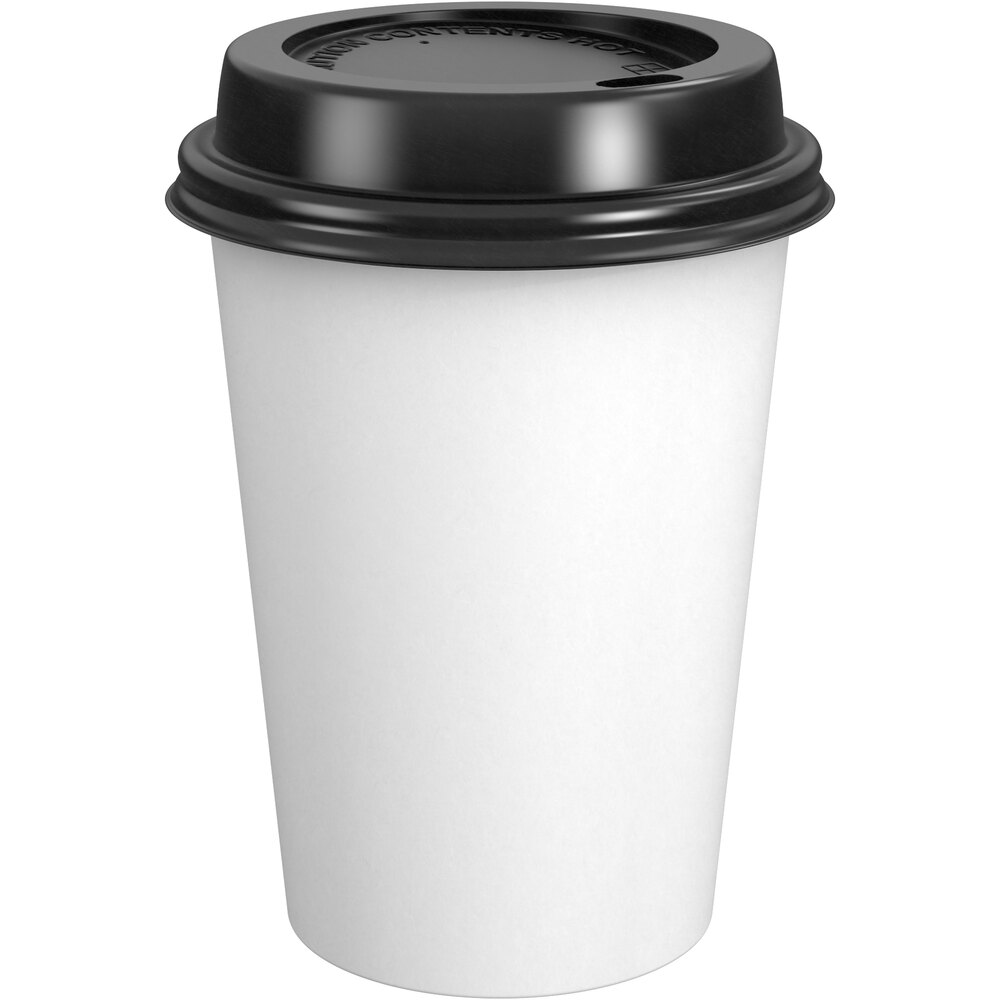 89mm CPLA White Lids To Fit 12oz &16oz Takeaway Hot Cups Pack of 100 