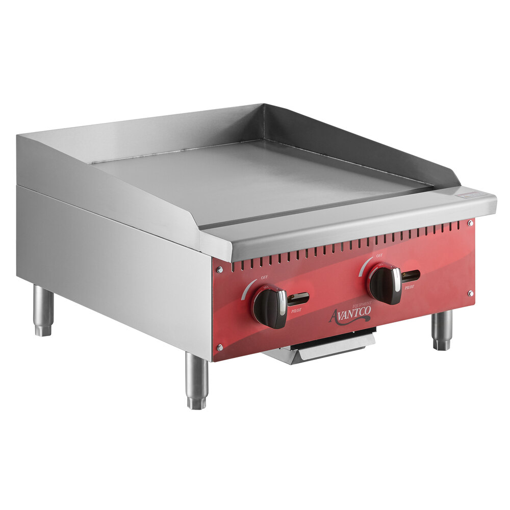 Avantco AG24MG 24" Countertop Gas Griddle with Manual Controls 60,000 BTU