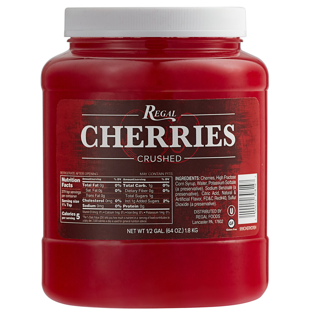 Regal Maraschino Cherries Crushed 1/2 Gallon