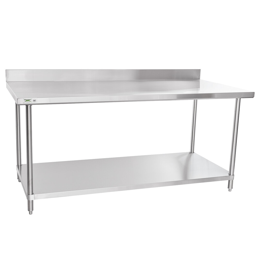 Regency 36 inch x 72 inch 16 Gauge Stainless Steel Commercial Work Table with 4 inch Backsplash and Undershelf