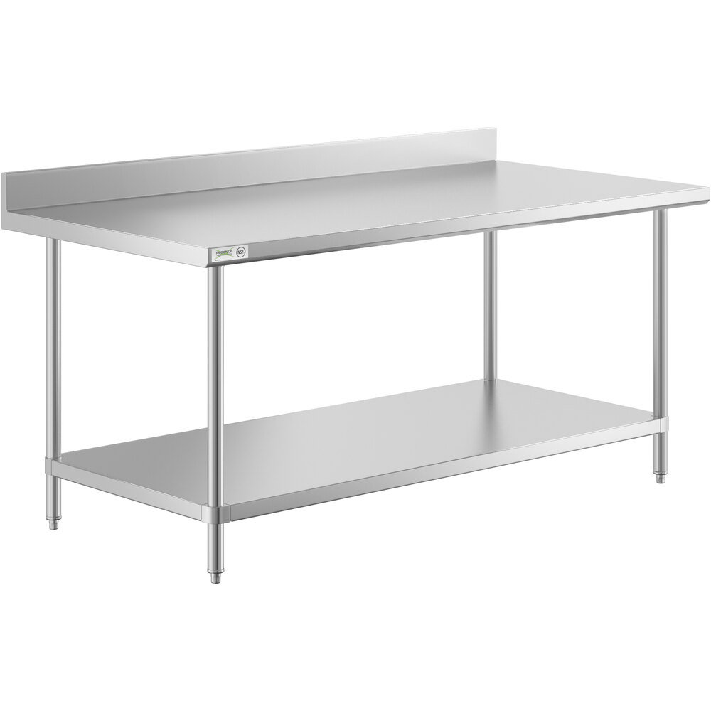 Regency 36 inch x 72 inch 16 Gauge Stainless Steel Commercial Work Table with 4 inch Backsplash and Undershelf