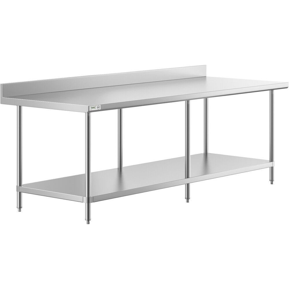 Regency 36 inch x 96 inch 16 Gauge Stainless Steel Commercial Work Table with 4 inch Backsplash and Undershelf