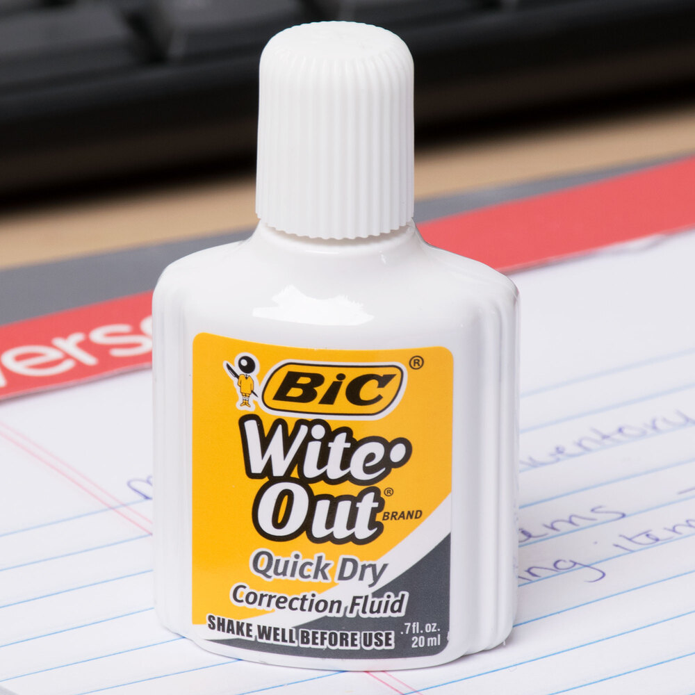 BIC WOFQD324 WiteOut Quick Dry Corrective Fluid 20 mL Bottle 3/Pack