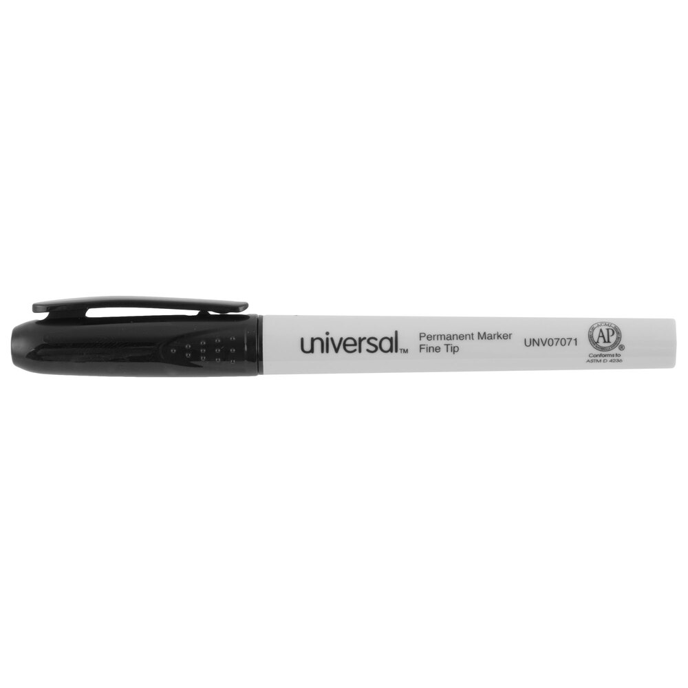 Universal UNV07071 Black Fine Point Pen Style Permanent Marker 12/Box