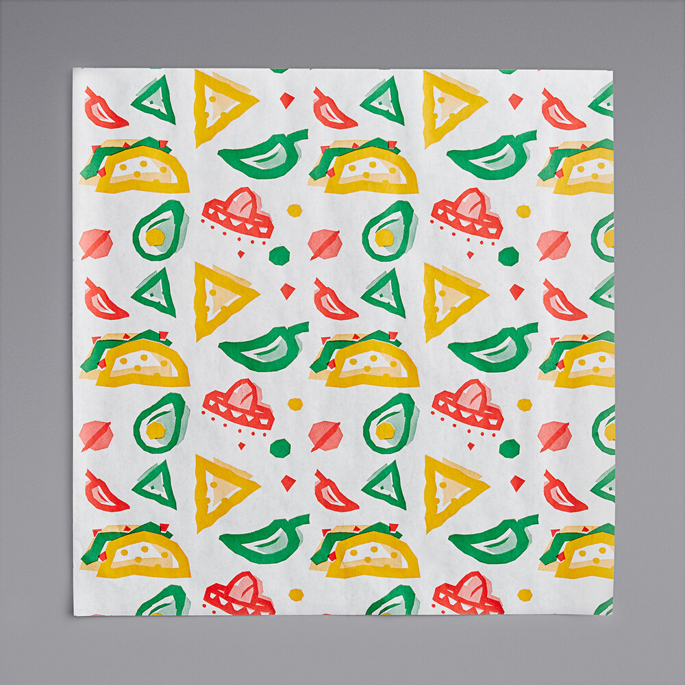 Choice 12" x 12" Mexican Print Deli Sandwich Wrap Paper 5000/Case