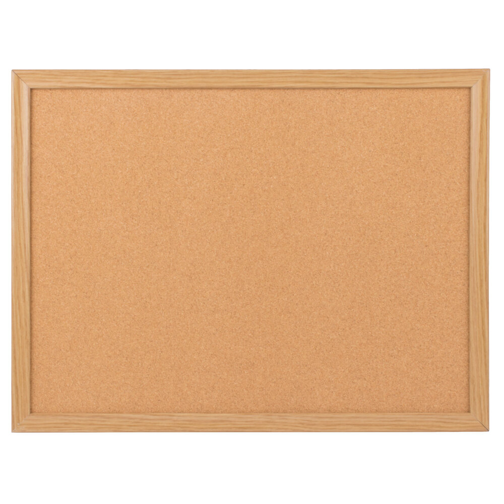 Universal UNV43602 18" x 24" Natural Cork Board with Oak Frame