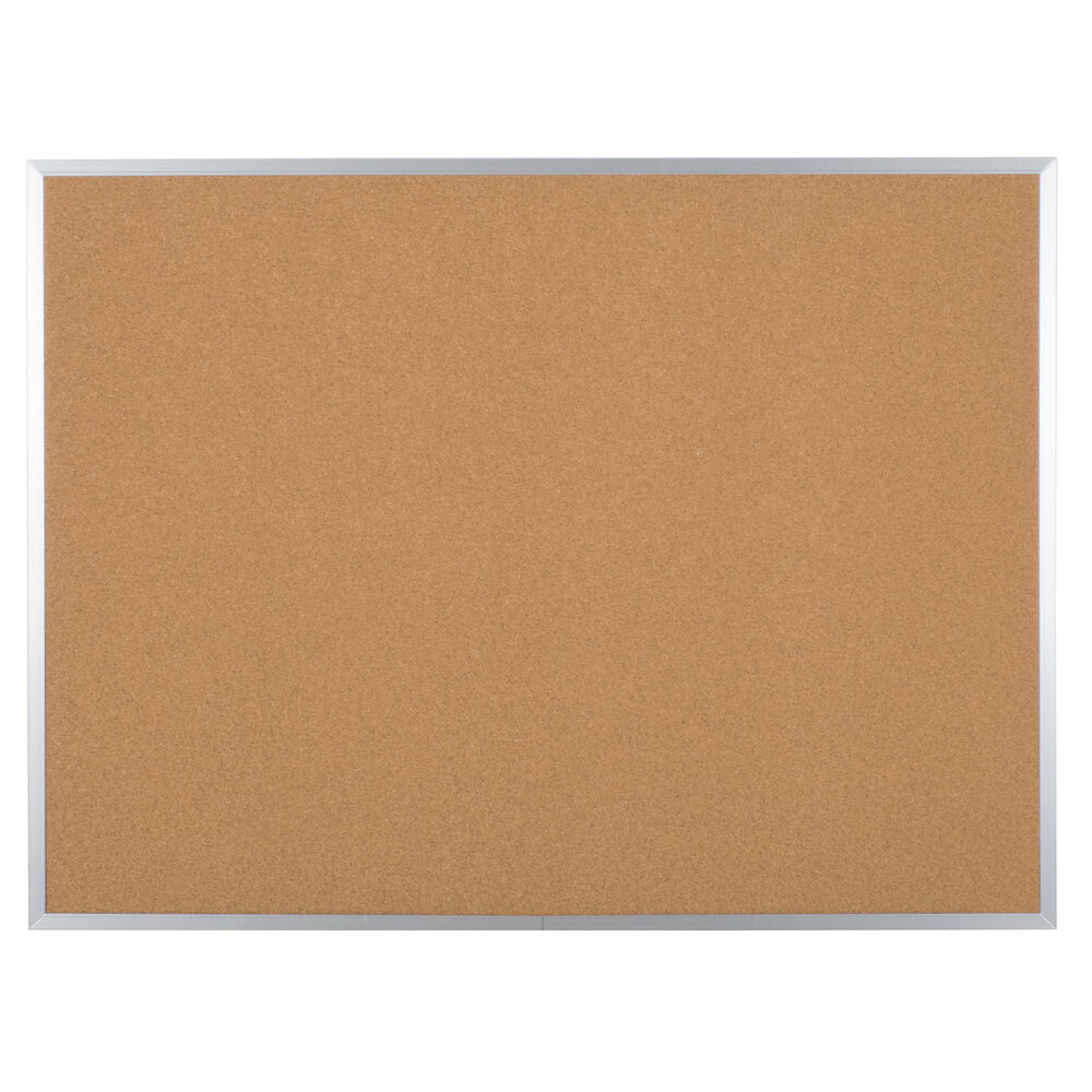 Universal UNV43614 36" x 48" Natural Cork Board with Aluminum Frame