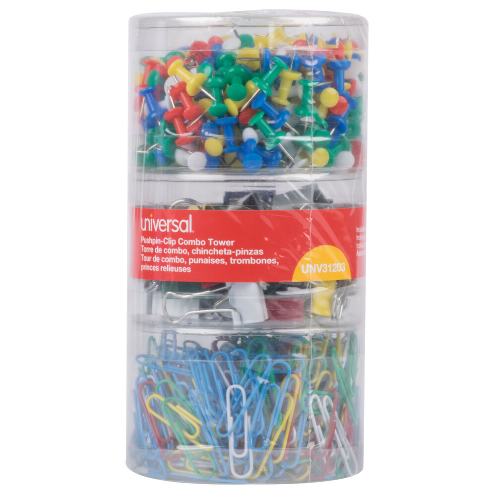 Universal UNV31203 Assorted Color Combo Clip and Push Pin Pack