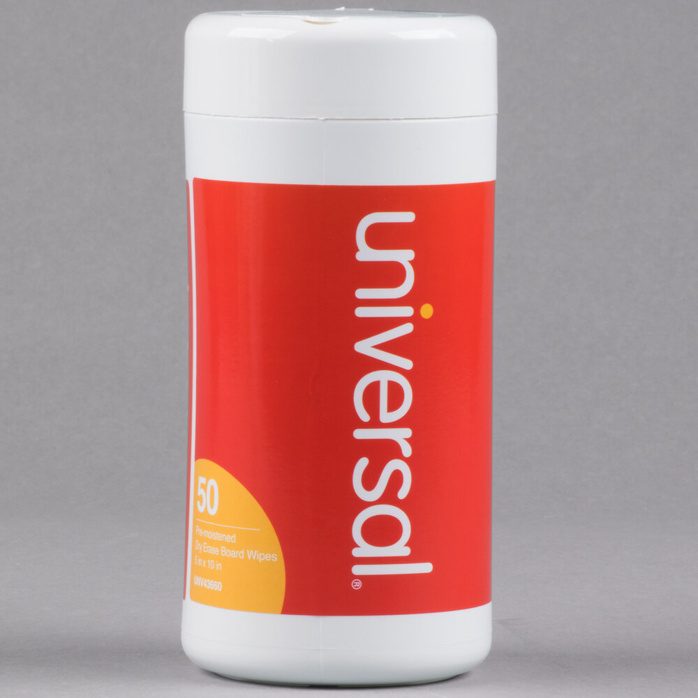 Universal UNV43660 5" x 10" PopUp Dry Erase Cleaning Wet Wipe 50/Pack