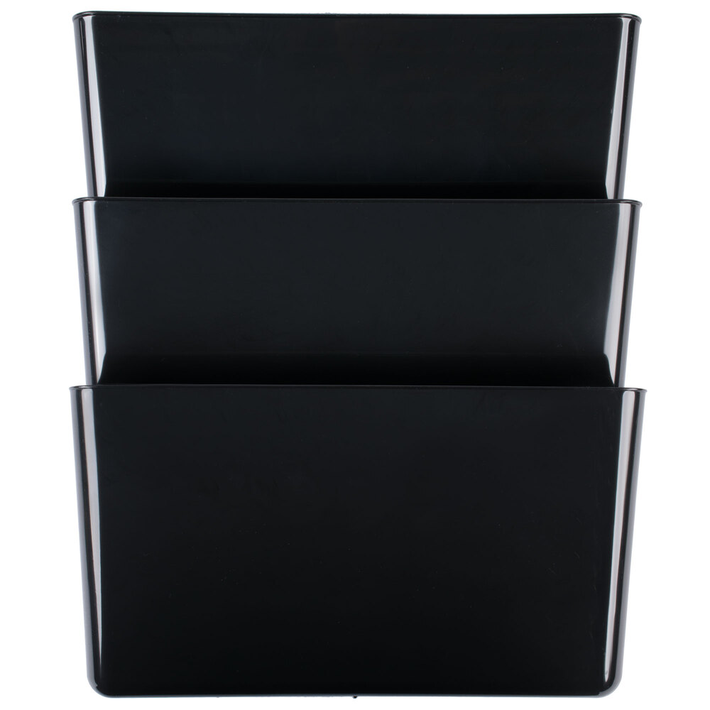 Universal UNV08121 Black Plastic Three Pocket Recycled Wall File, Letter