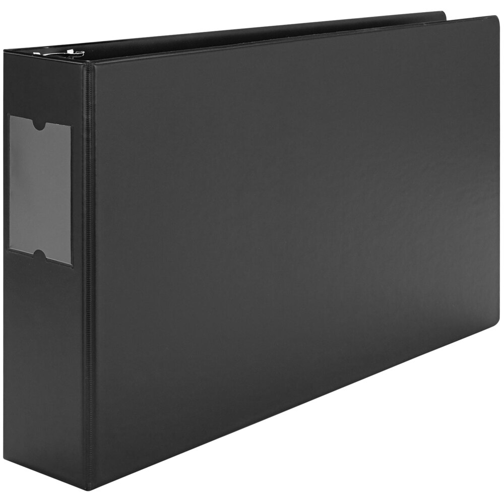 Universal UNV35423 11" x 17" Black NonStick NonView Binder with 3" Round Rings and Spine Label