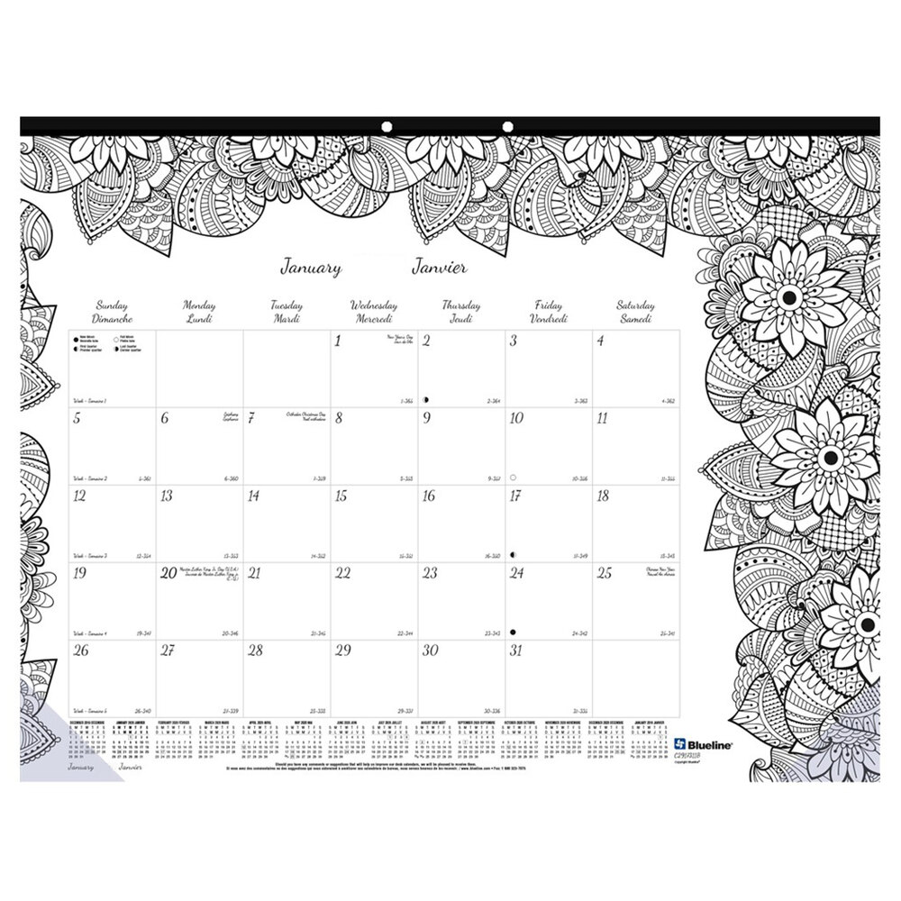 thumbnail image 2 of Desk Calendars 2025 Blueline® 2025 DoodlePlan™ Monthly Colouring 2 of 11