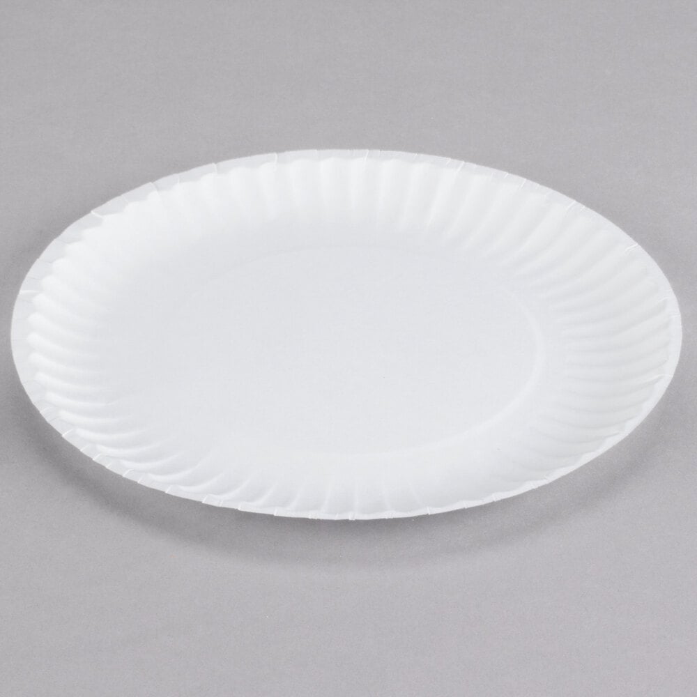 1000, 9'' Inch Plasticpro Disposable White Uncoated Paper Plates 