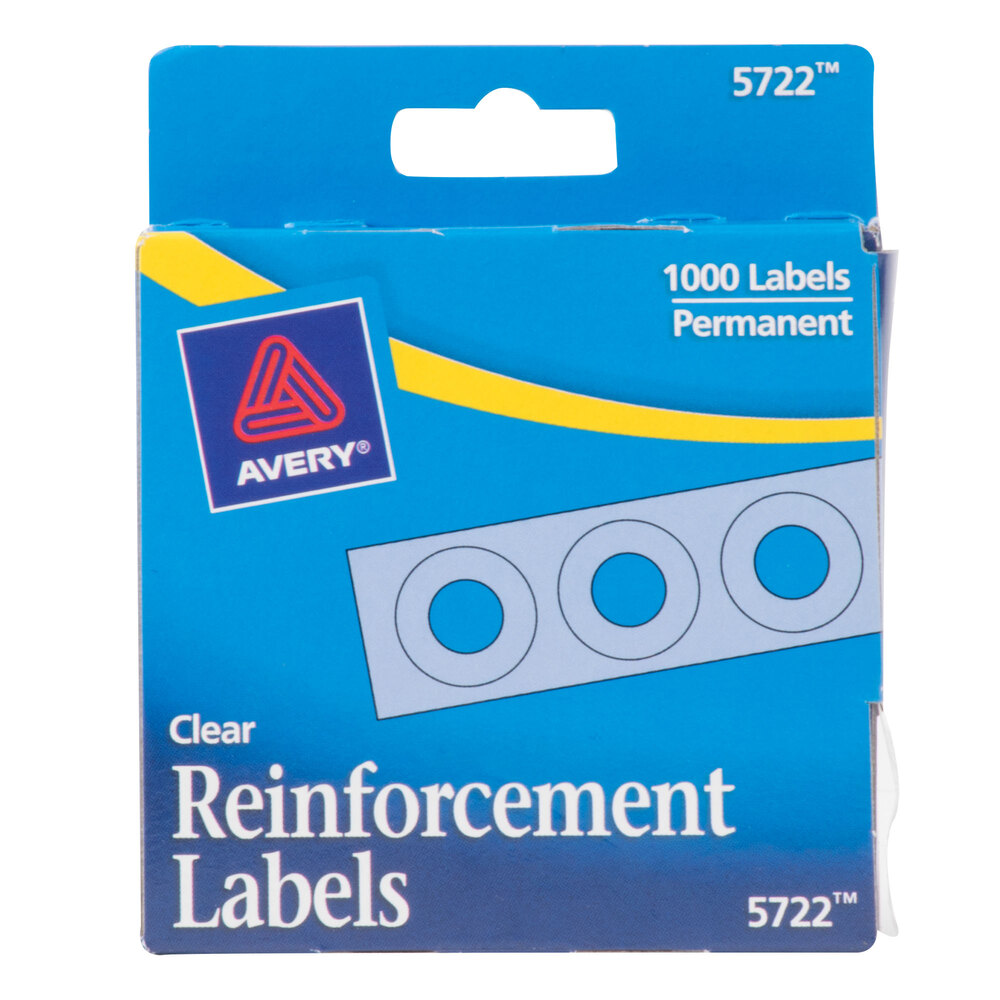 Avery® 5722 1/4" Clear Hole Reinforcement Label with Dispenser 1000/Pack