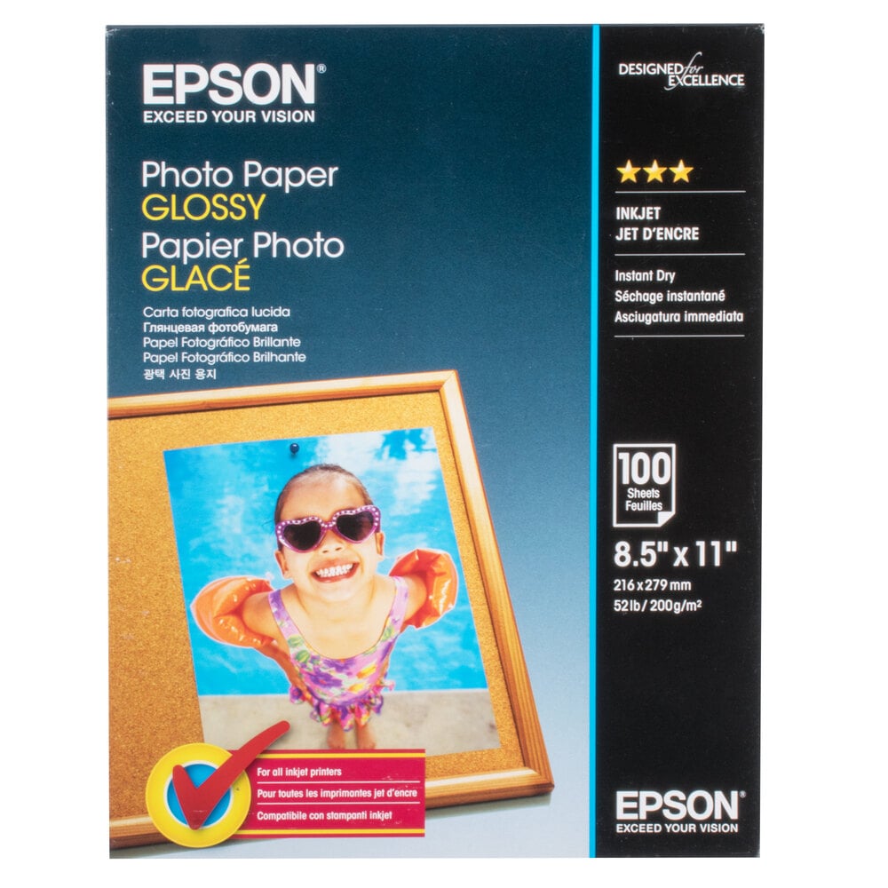 Epson S041271 8 1/2" x 11" Glossy 52 Photo Paper 100/Pack Epson