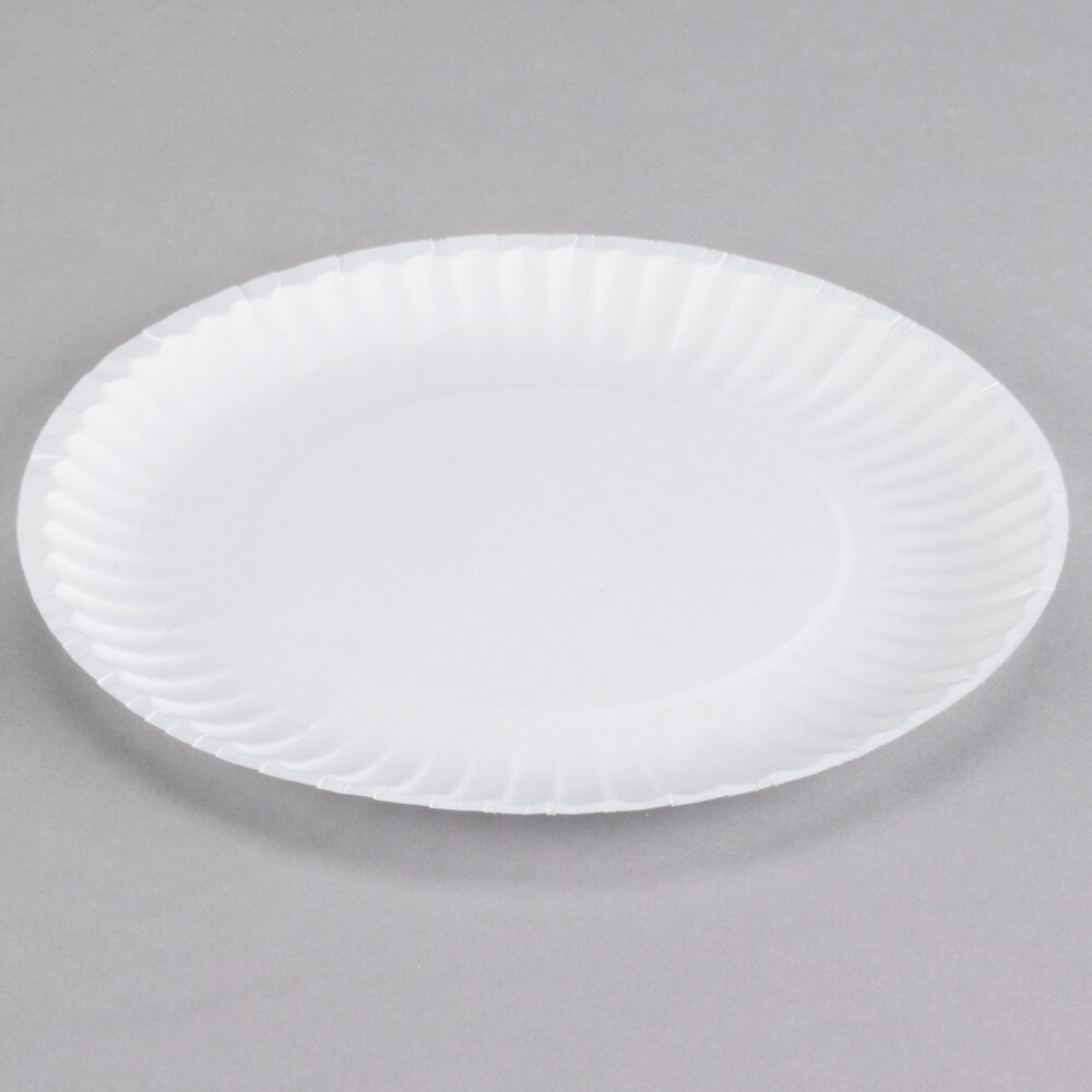 Amozife 9 inch Paper Plates Uncoated, 100 Count Heavy Duty Disposable White Paper Plates for Everyday Supply