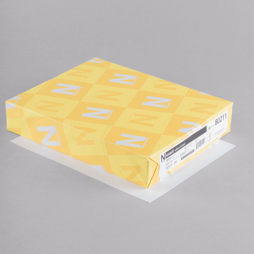 Neenah 80211 Exact 8 1/2" x 11" White 67 Vellum Paper Cover Stock