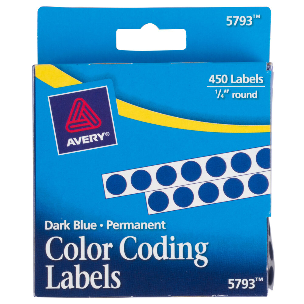 Avery 5793 1/4" Blue Round Permanent WriteOn Color Coding