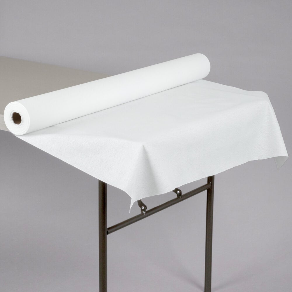 Choice 40 x 100' White Plastic Table Cover Roll - 4/Case