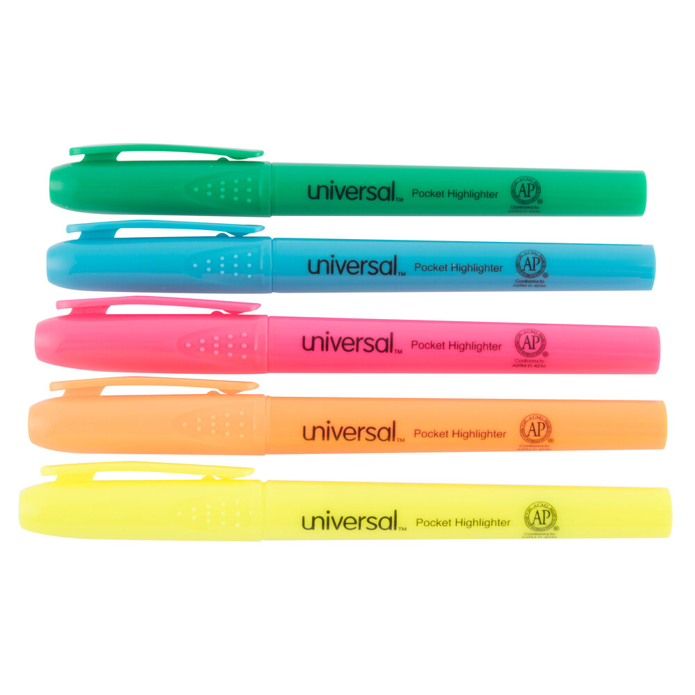 Universal UNV08857 Chisel Tip Pen Style Highlighter with Pocket Clip ...