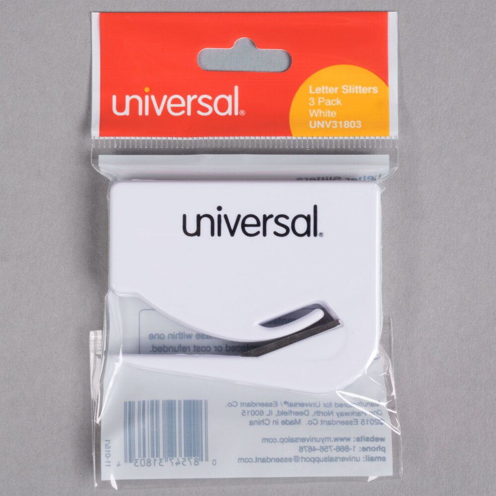 Universal UNV31803 2 1/2" White Concealed Blade Letter Slitter / Hand