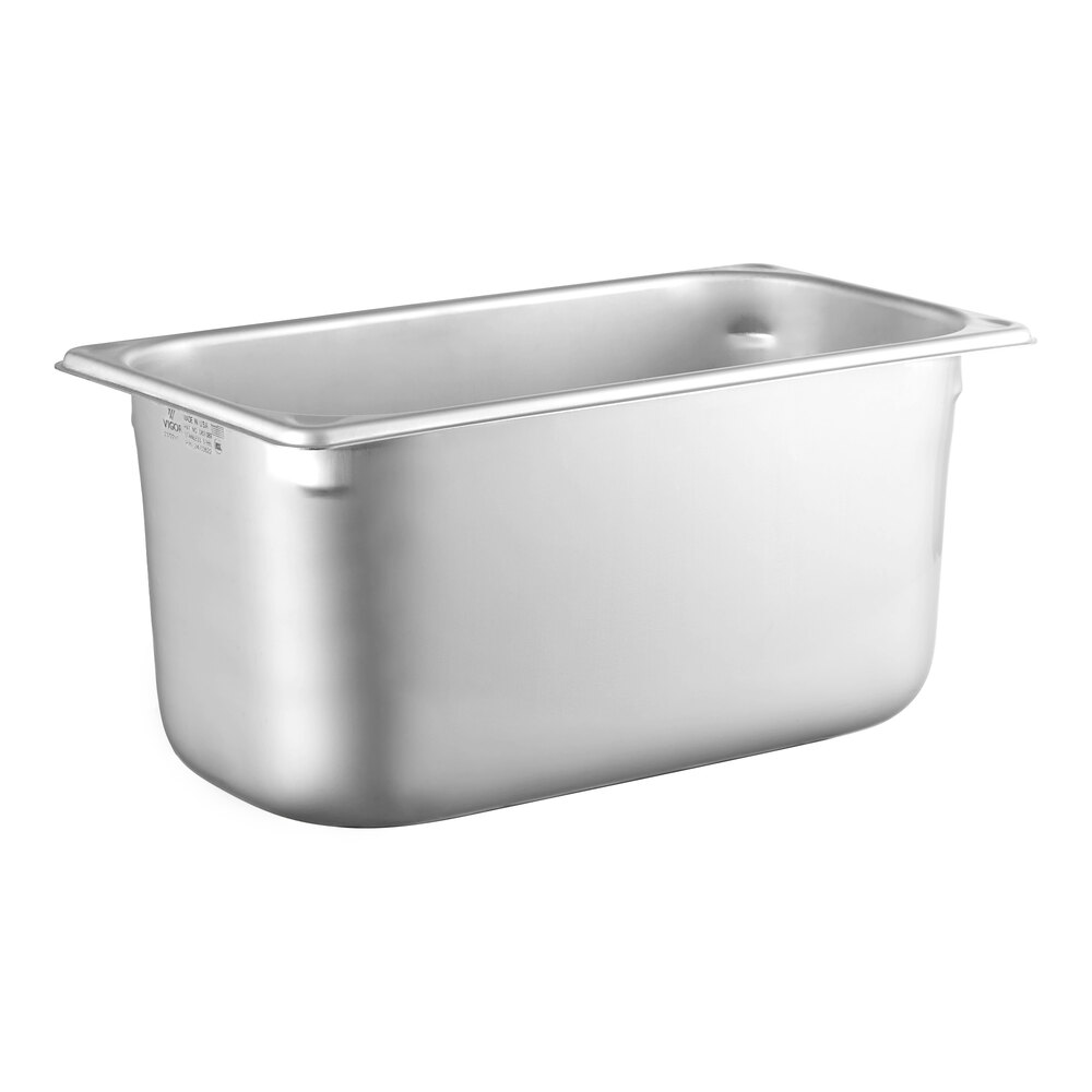 1/9 Size Stainless Steel Anti-Jam Steam Table Pan, 4" Deep