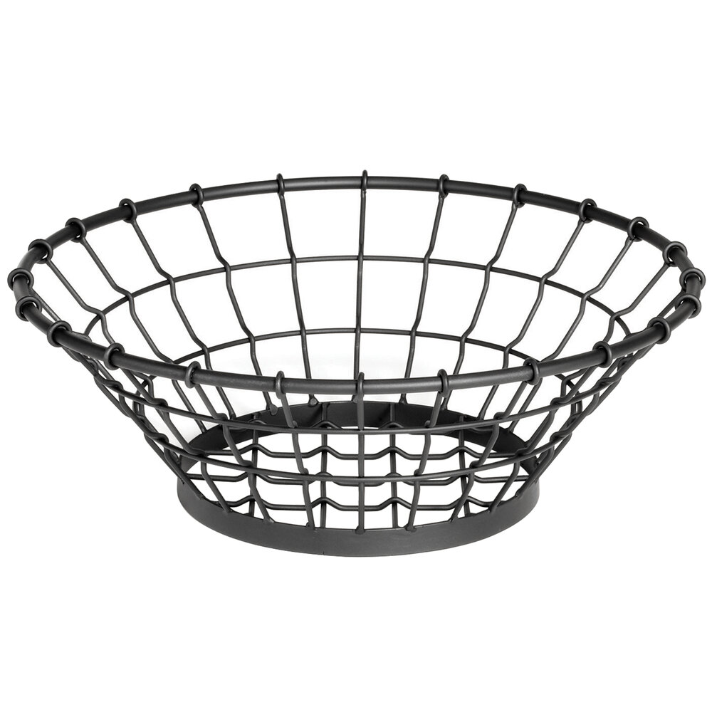 Tablecraft GM15 Grand Master Round Black Wire Basket 15" x 5 1/4"