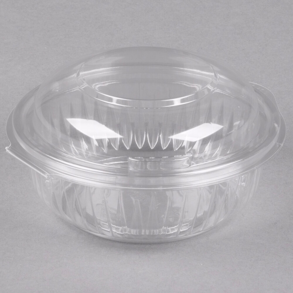 Dart C12HBD PresentaBowls 12 oz. Clear Hinged Plastic Bowl with Dome