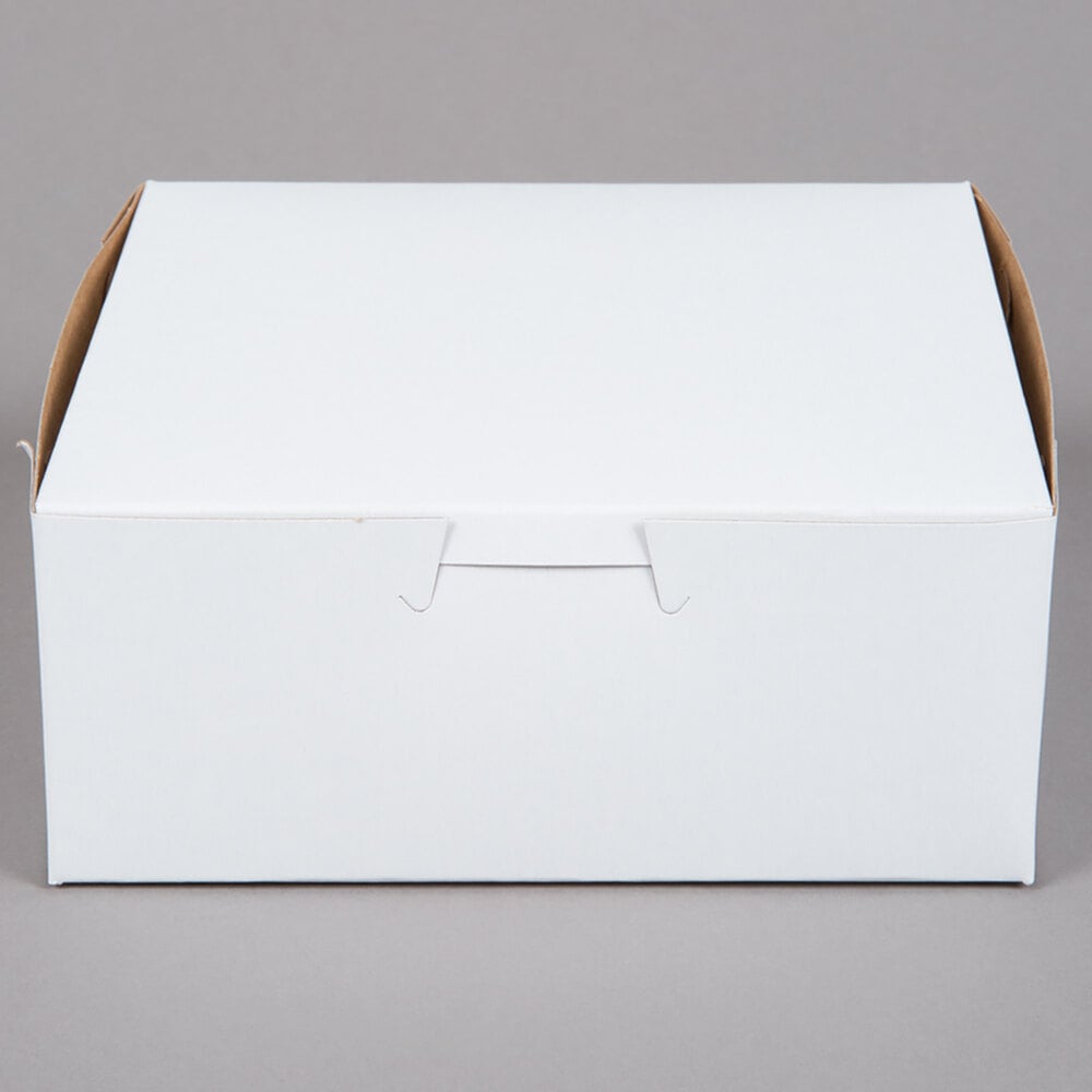 15 Pieces 6" x 6" x 2.5" Clay Coated Paperboard White Bakery Box 