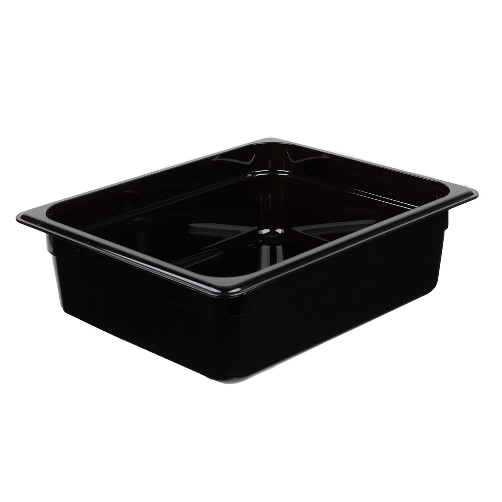 Cambro 24HP110 HPan™ 1/2 Size Black High Heat Plastic Food Pan 4" Deep