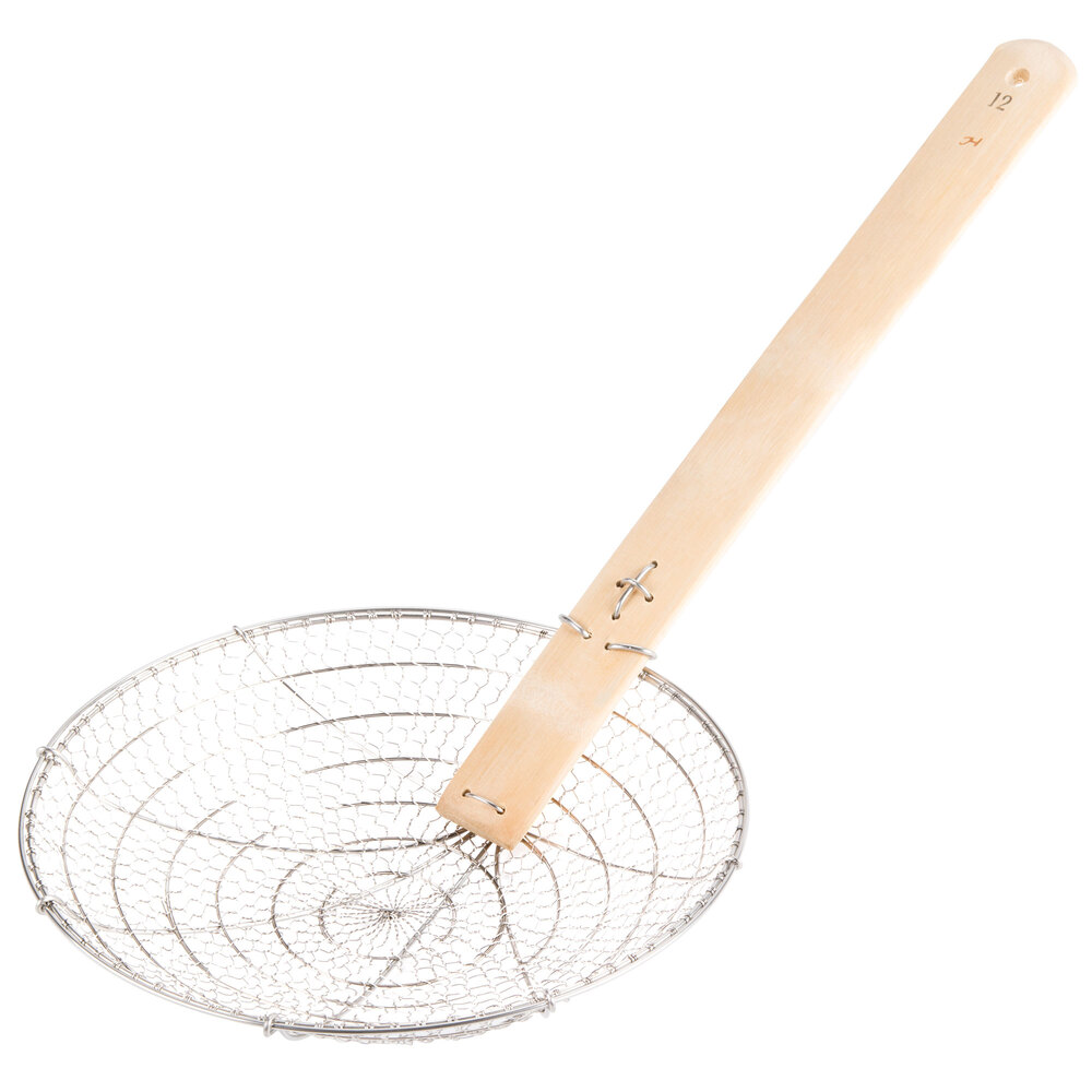 Thunder Group 12" Round BambooHandled Coarse Skimmer