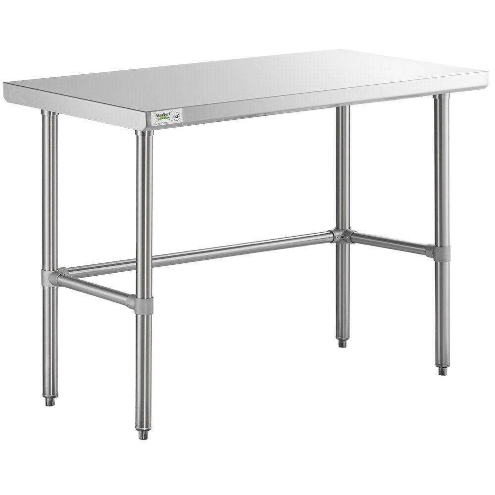 Regency 24 inch x 48 inch 16-Gauge 304 Stainless Steel Commercial Open Base Work Table