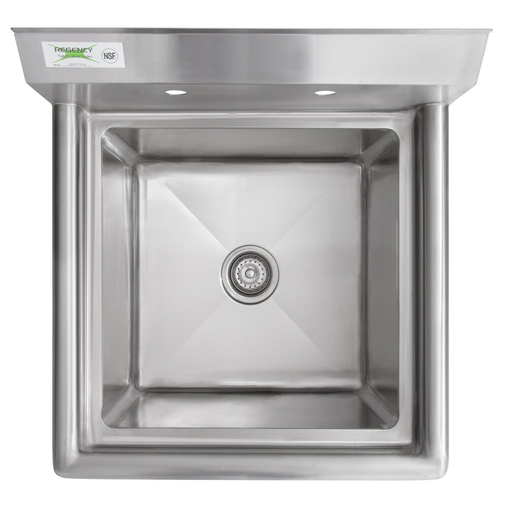 A Regency stainless steel one compartment commercial sink with stainless steel legs.