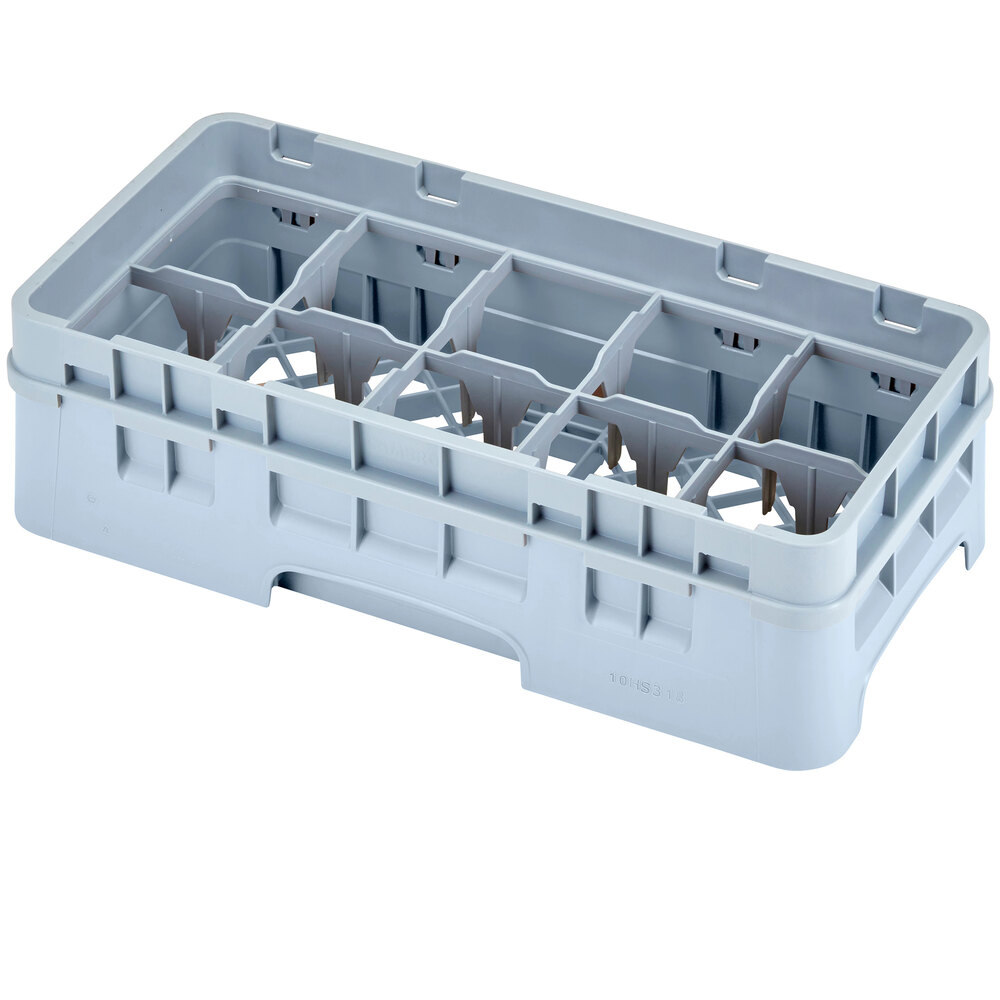 Cambro 10HS318151 Soft Gray Camrack Customizable 10 Compartment 3 5/8 ...