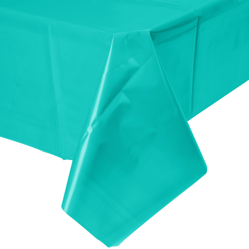 Creative Converting 324789 54" x 108" Teal Lagoon Plastic Table Cover