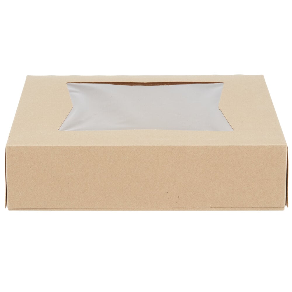 Pack of 15 10 X 8 X 4 Kraft Paperboard Auto-Popup Window Pie/Cake Bakery Box by MT Products 