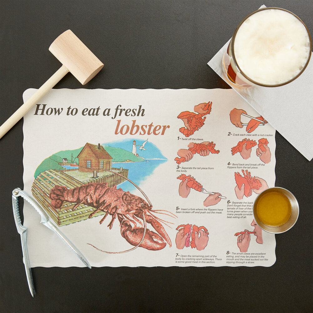 10" x 14" How to Eat a Lobster Paper Placemat with Scalloped Edge