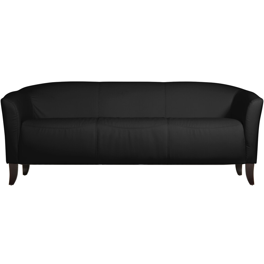Flash Furniture 1113BKGG Hercules Imperial Black Leather Sofa with Wooden Feet