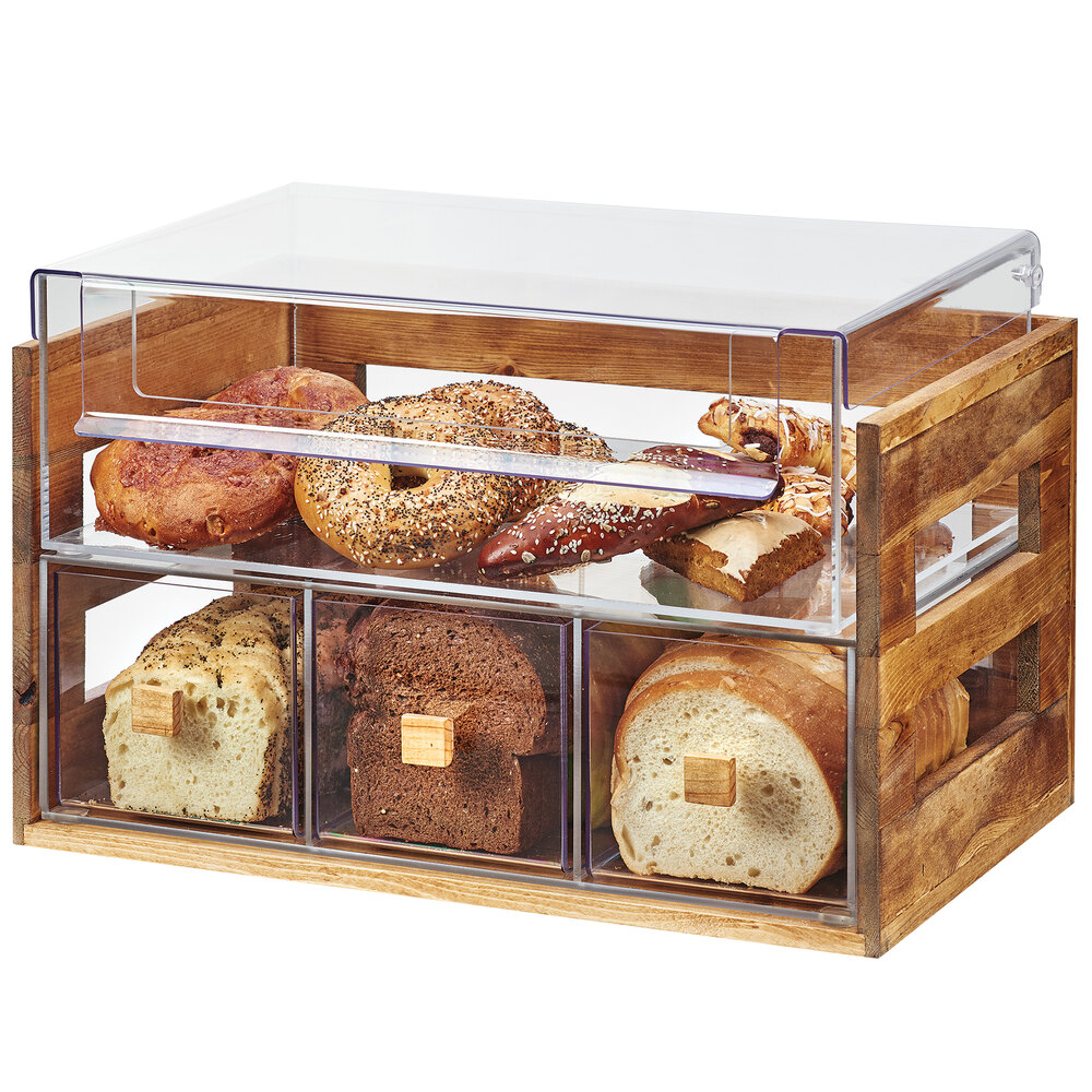 CalMil 362499 Madera Rustic Pine 2 Tier Bread Display Case 20 1/8