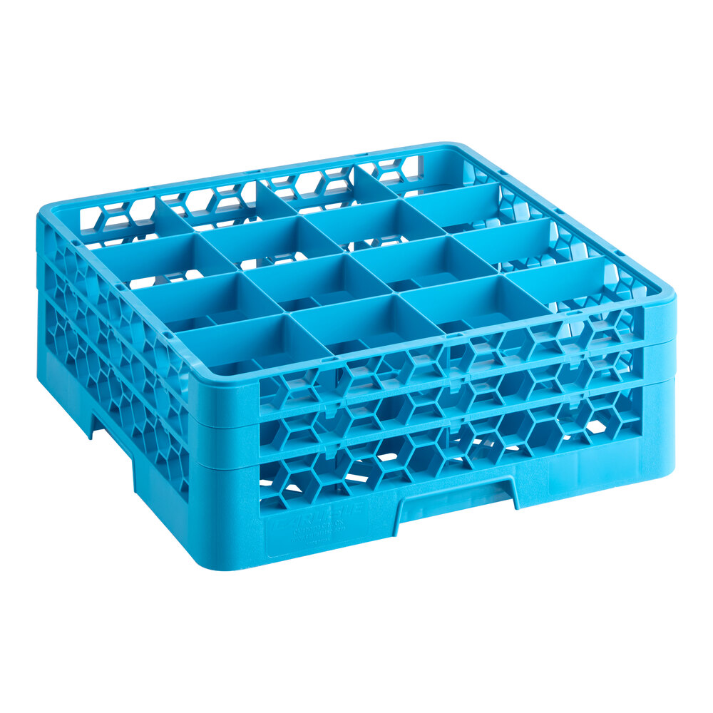 Carlisle RG16-214 OptiClean 16 Compartment Glass Rack with 2 Extenders