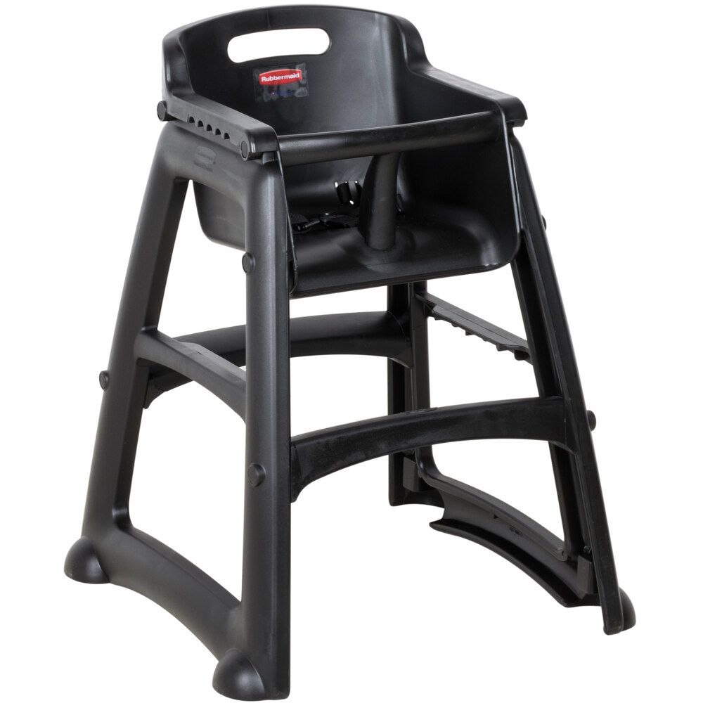 Rubbermaid FG780608BLA Black Restaurant High Chair without Wheels